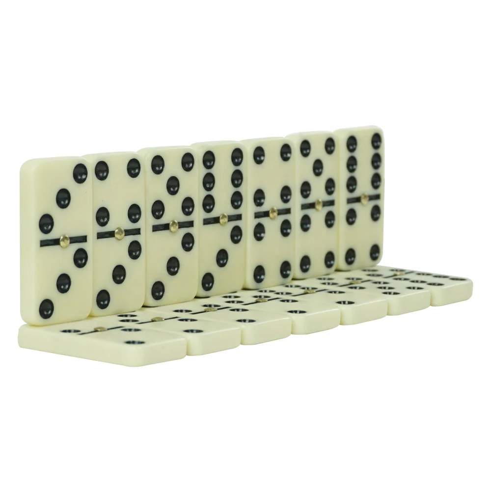 Four colors domino pvc box of red black blue green with various diminoes sizes of 5010 from domino manufacture for casino game