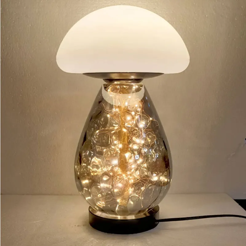 Modern simple and warm hotel living room bedroom LED desk lamp creative Glass,PVC  bedside table lamp standing lamp