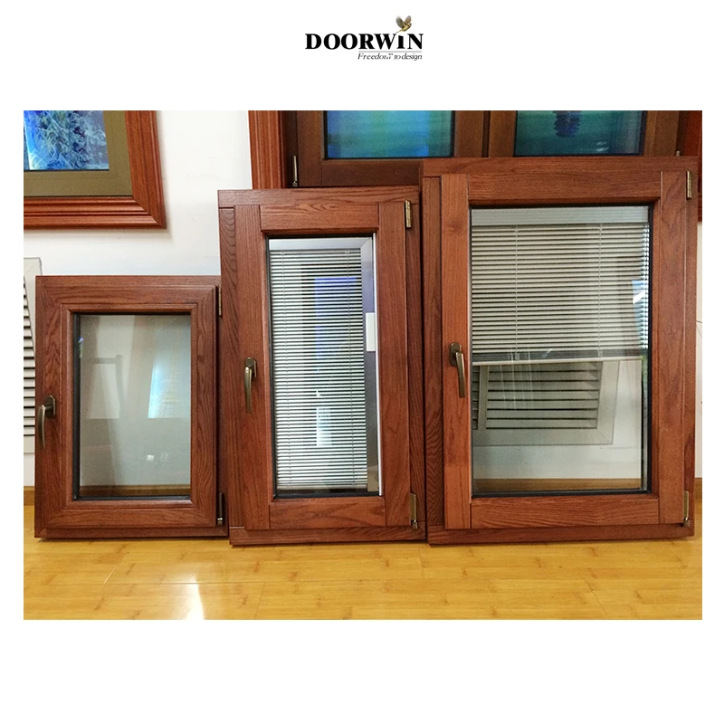 Modern Style Tilt and Turn Casement Window Newest Aluminum Double Glazed Wooden with Louver Design for Exterior Use