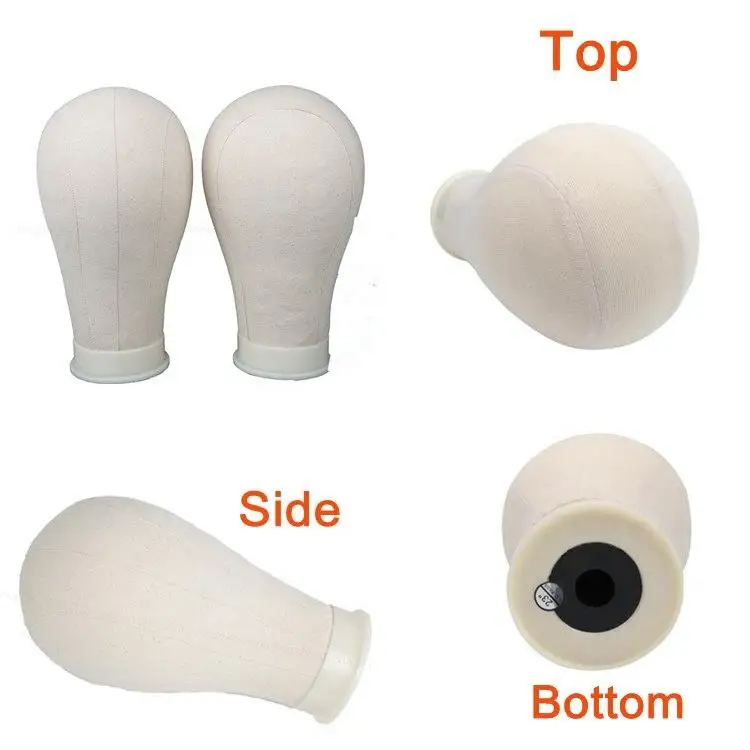 White Canvas Head Cork Canvas Block Head 21-25 Inch Wig Display Stand For Wigs Making
