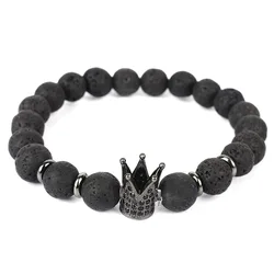 Wholesale Popular Hot selling accessories micro inlaid black crown creative volcanic rock Bracelet