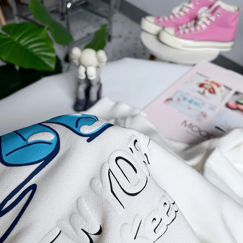 OEM Manufacturer unisex graffiti letters Cotton Oversized Streetwear Pullover Custom Logo 3d Puff Printing Hoodies