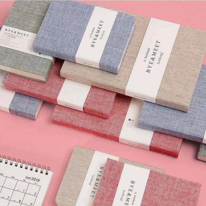 FSC Certified Eco Friendly Custom A5 Size Lined Linen Journal Cloth Fabric Cover Notebook