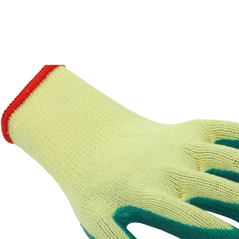 Low price high quality orange palm latex coated knitted work gloves