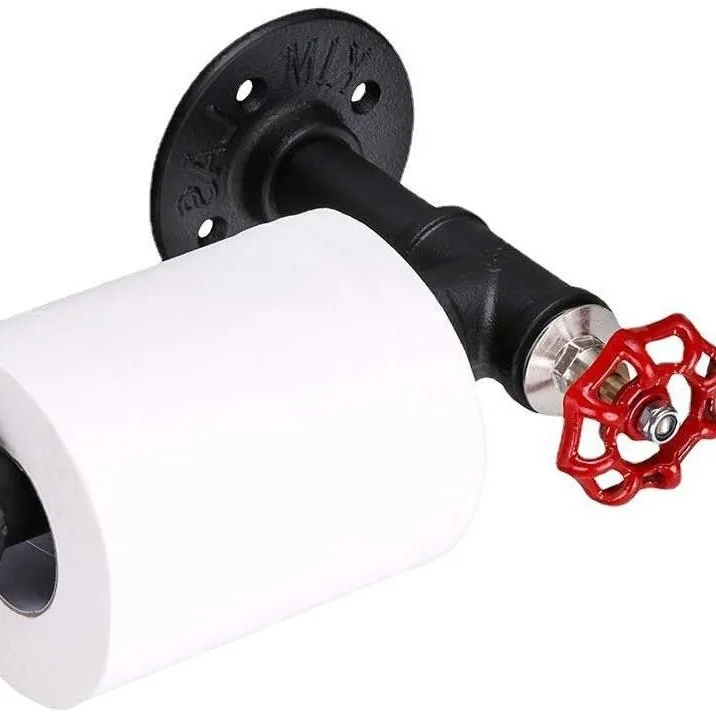 Toilet Roll Holder Wall Mounted Industrial Style Modern Bathroom Metal Iron Paper Container Storage Tissue Dispenser Novelty