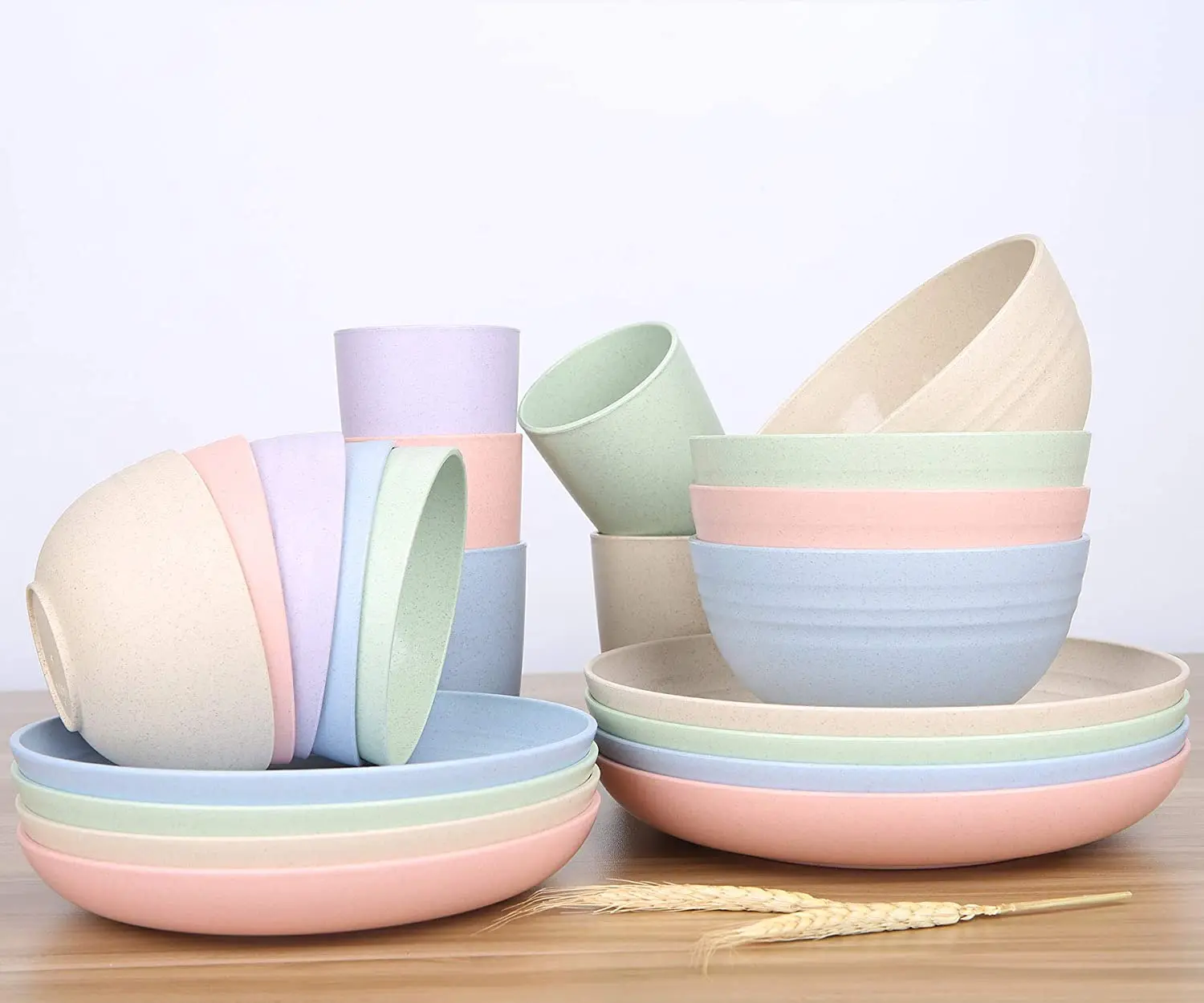 Hot Selling Products 7.8 Inches Dishwasher & Microwave Safe Unbreakable Wheat Straw Plates Reusable Plate