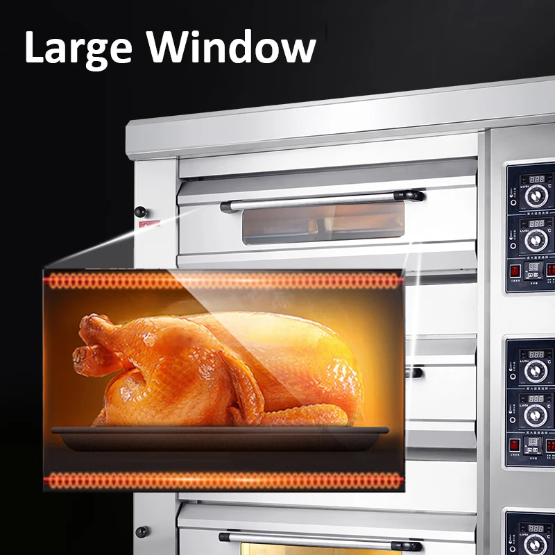 Commercial Big Gas Bakery 3 Deck 6 Tray Gas Automatic Cake and Bread gas oven for bakery