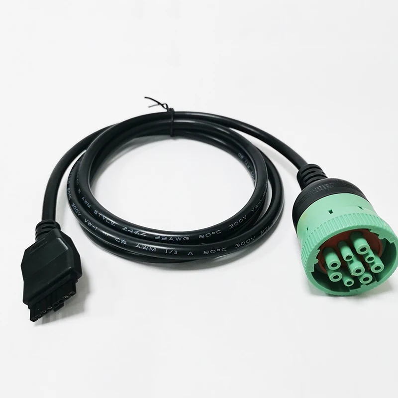Wholesale Custom Type 2 Green J1939 9pin Male to Molex 8pin Female Adapter Cable For Heavy Duty Trucks