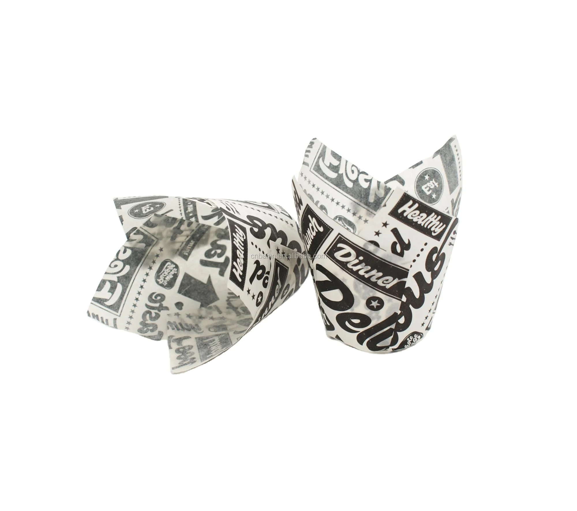 Printing Europe greaseproof paper cupcake liners tulip muffin cup