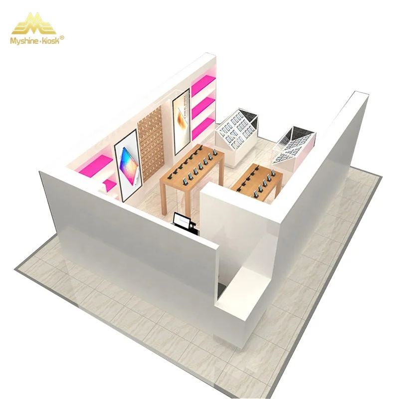 Popular Cellphone Accessories Kiosk mobile phone Display Showcase electronic shop interior design for Sale