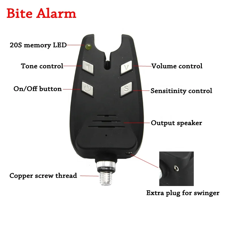 Carp Fishing Bite Alarm Fishing Tackle Wireless Bite Alarm Waterproof Sound Fishing Bite Alarm With Case 4+1 Set