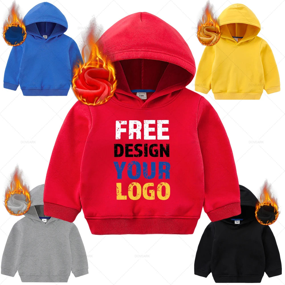 Custom Free Design Logo Little Baby Boy Girl Hoodies Children Tracksuits Clothing  Kids Jacket Sweatshirt Hoodie With Fleece