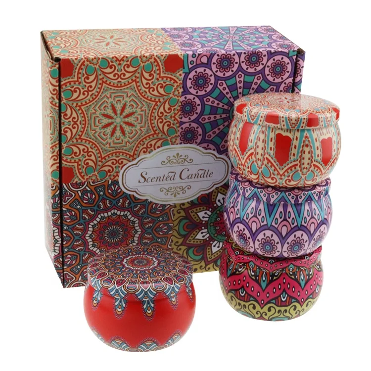 Ready to ship! 4 things. Boxed, Mon/Orange Scents Pairs, Luxury Metal Tin, 4.4 Oz, Scented Soy Candles, Gift Set