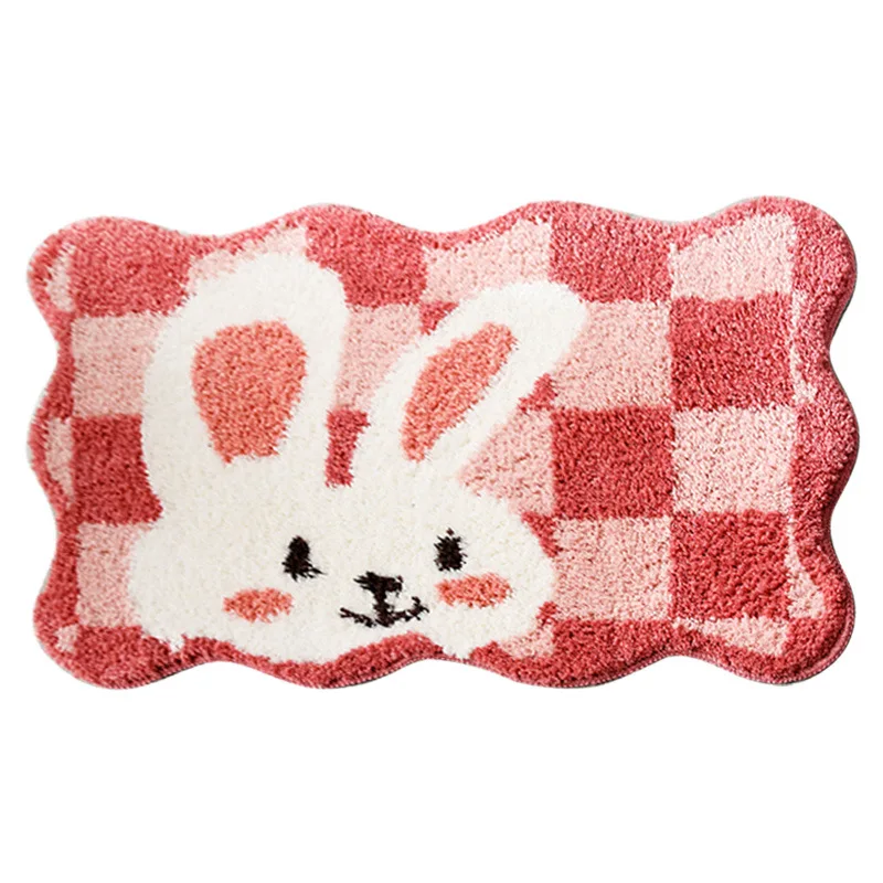 Cartoon Home Bath Mat Soft Super Absorbent Bathroom Mats Non-Slip Kids Room Cute Decoration Doormat Kitchen Floor Rugs Rabbit