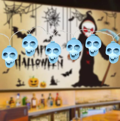 Festival Layout Props Halloween Skull  LED Decoration String Lights