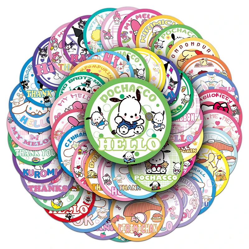 Kawaii Cute Kuromi Melody Kitty Cinnamoroll Pochacco Cartoon Sticker Gifts Vinyl Waterproof Stickers For Water Bottle Decoration