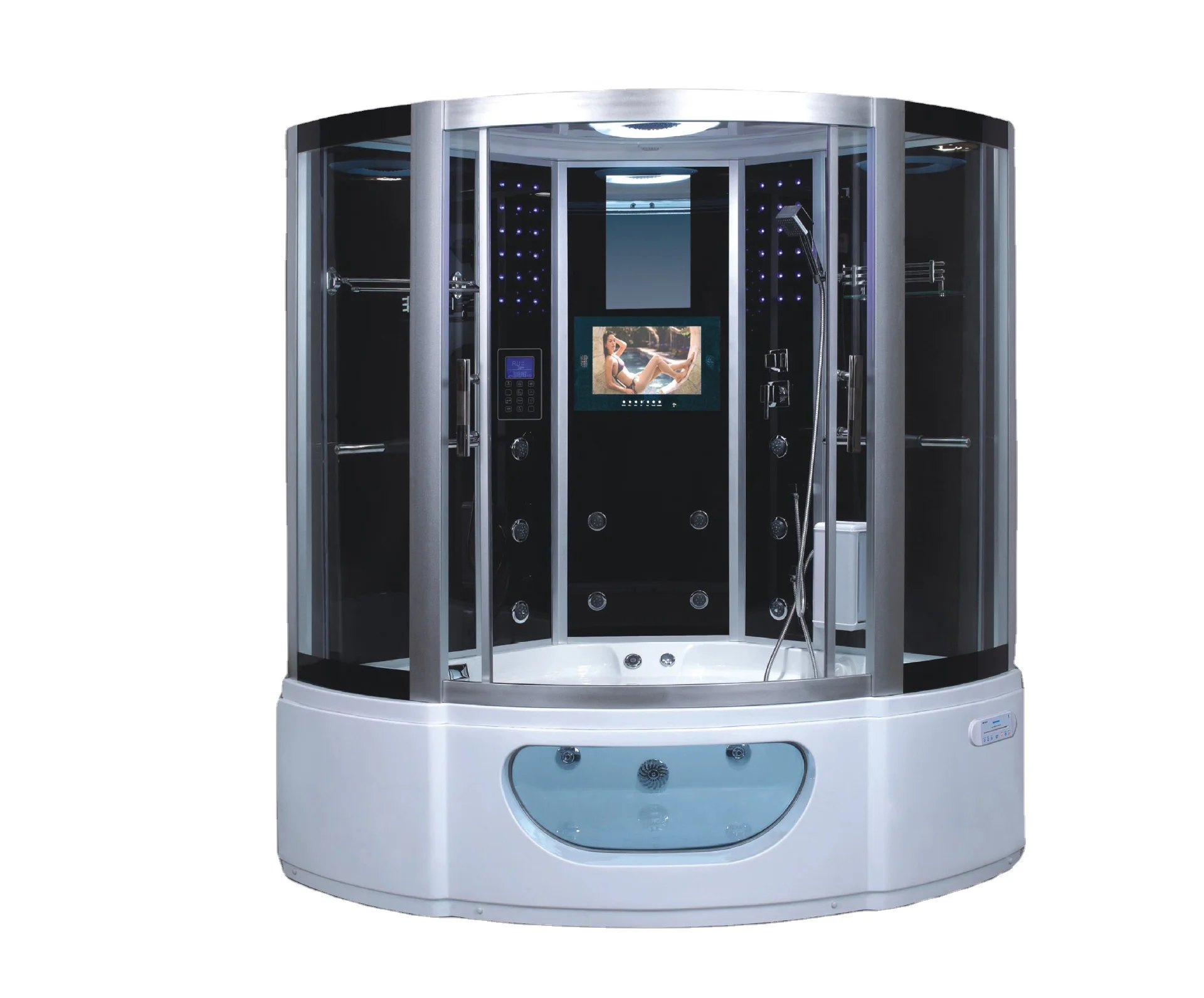 guangdong aluminum profile ready made round bathroom washroom shower cabins sauna steam shower rooms panel corner combination