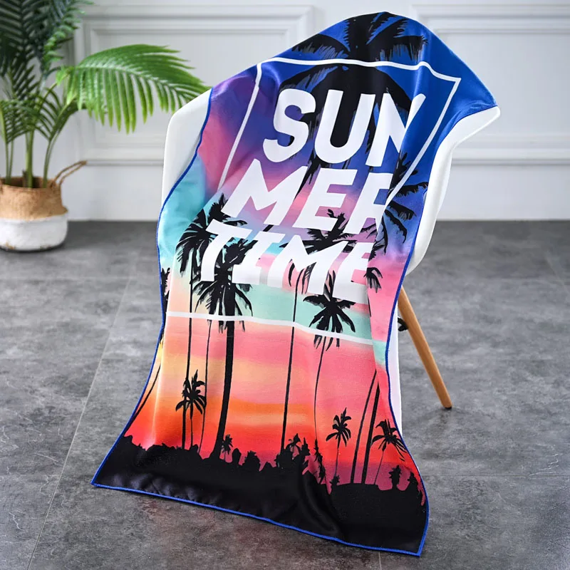 Lightweight Rpet Best Selling Recycled Large Printed Microfibre Suede Wholesale personalised beach towels