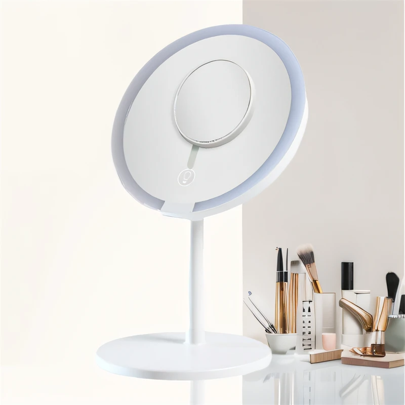 Portable Travel Small Round Cosmetic Makeup Mirror With Led Light