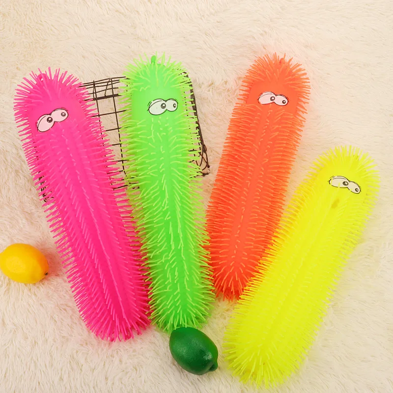 Wholesale 33cm Anti Stress Tpr Squeeze Novelty Toys Kids Soft Caterpillar Big Size Puffer Ball Toy  Squeeze Toys puffer Ball