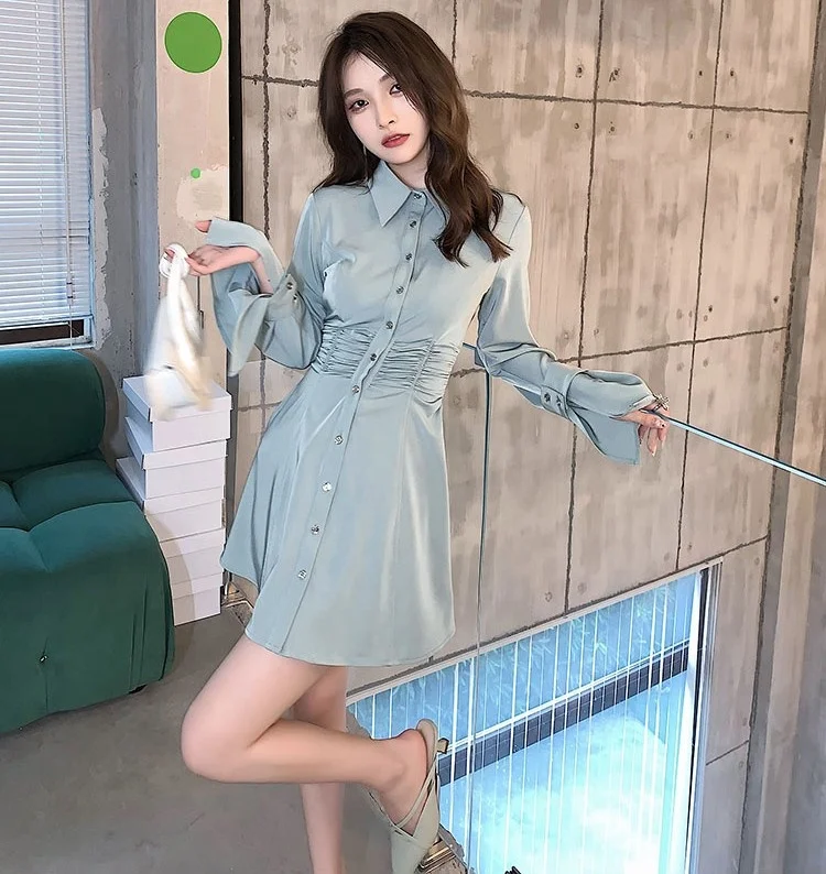 2021 Wholesale New Design Women Fashion Long Sleeve Midi Dress Ladies Casual A-line Elegant High Quality Dress