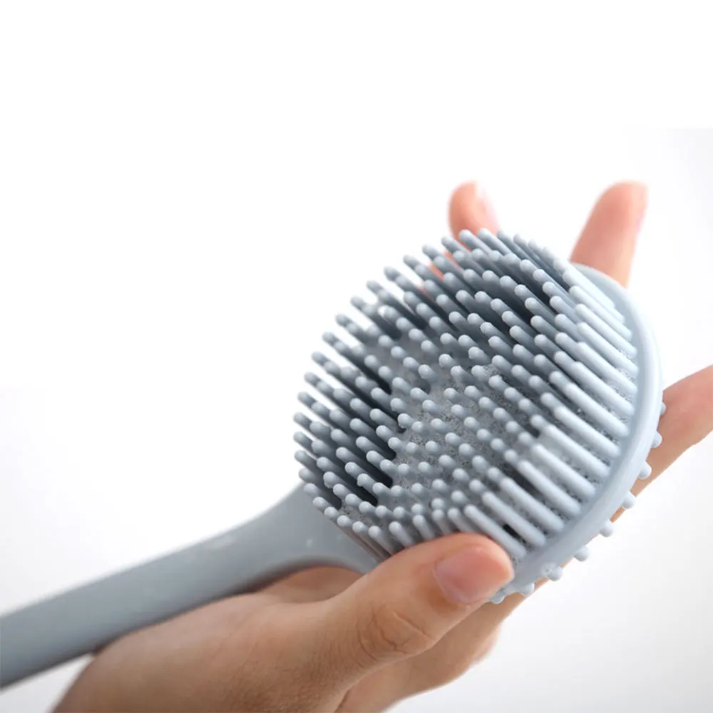 Multifunctional Bath Body Brush Silicone Long Handle Back Brush Kneading Massage Shower Clean Exfoliating Bathroom Tool