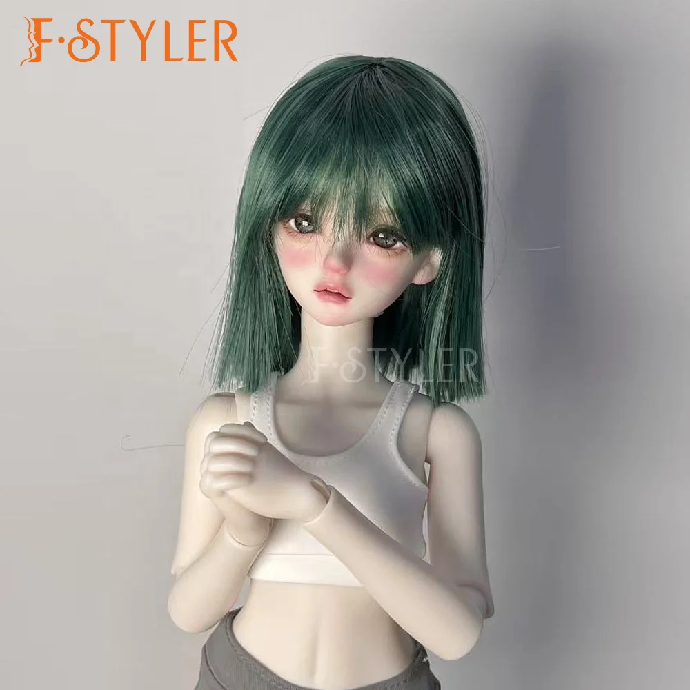 FSTYLER Synthetic Mohair BJD Silky Medium Straight Hairstyles Custom Wholesale Bulk Sale Doll Accessories for BJD Doll Hair Wig