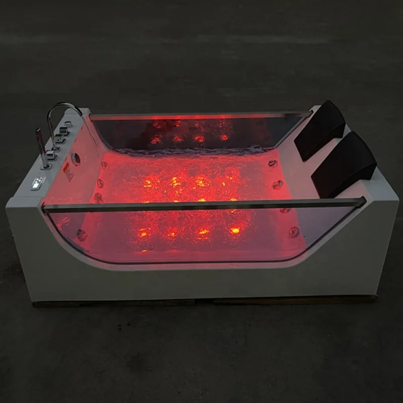 New Surfing Design Freestanding Big Air Jet Bubble 2 Person Functional Acrylic Hydro Spa Massage Glass Whirlpool Bathtub