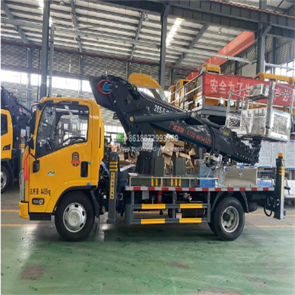 ISUZU 2 14 16 18 32 Meters 4X2 Telescopic Boom Arm High Altitude Hydraulic Aerial Cage Truck for Sale