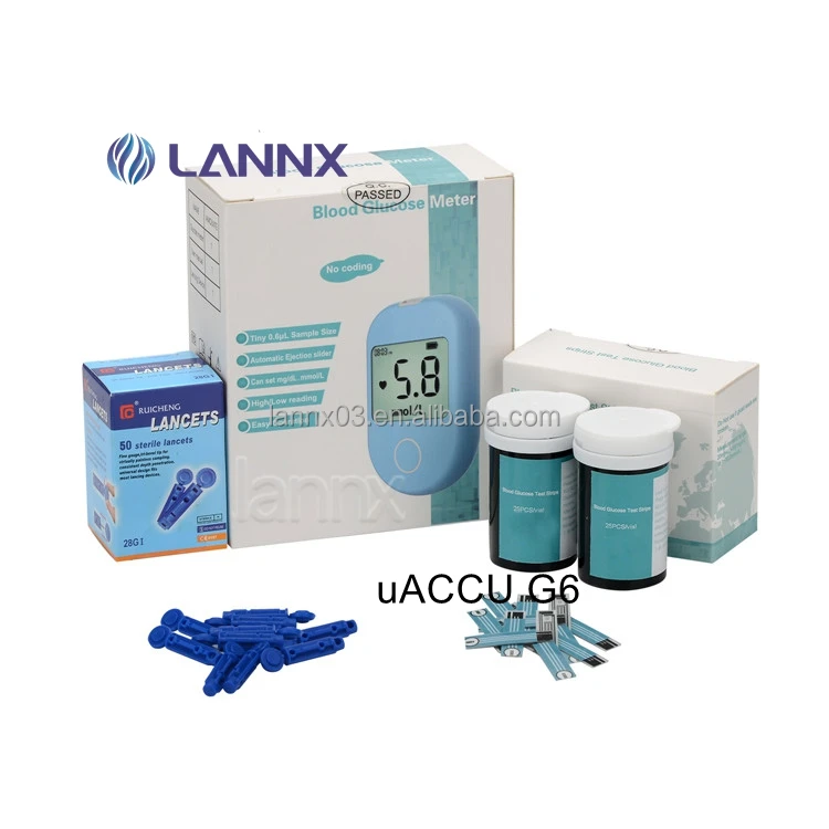 LANNX uACCU G6 индивидуальные продукты для диабета Цифровой глюкометр с тест-полосками определения уровня глюкозы измеритель в крови