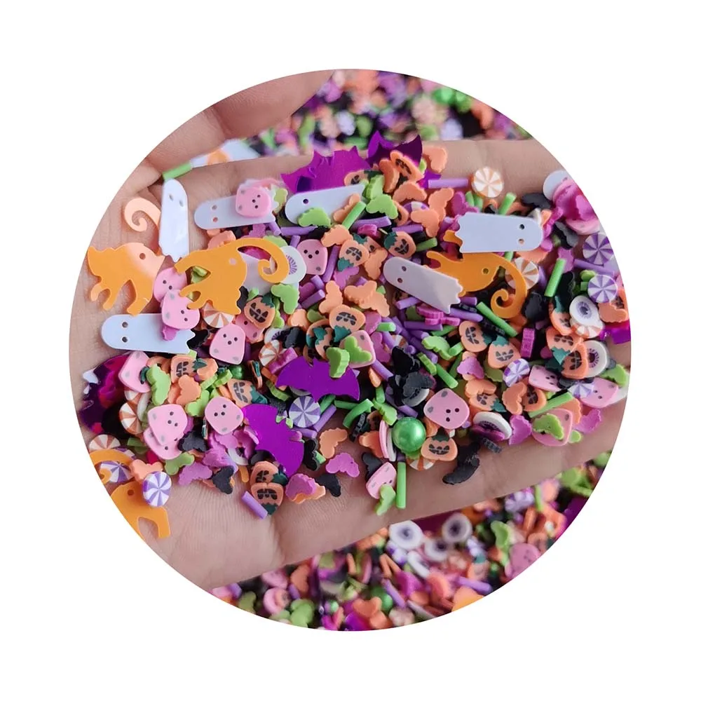 Mixed Halloween Series Slices Ghost Cat Polymer Hot Clay Sprinkles For Diy Slime Filling Accessories DIY Phone Case Decor