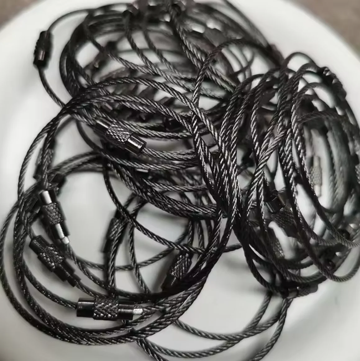 1.5mm 6 Inch Colorful Coated Stainless Steel Wire Ring Keychains Aircraft Cable Key Ring Loops For Hanging Luggage Tags Twist