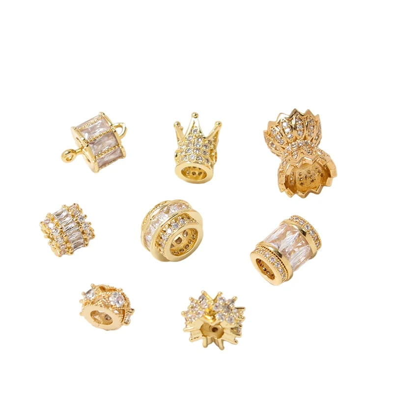 Clear CZ Micro Pave Round Spacer Beads Tube Charms Bead for Jewelry Making Bracelet Necklace