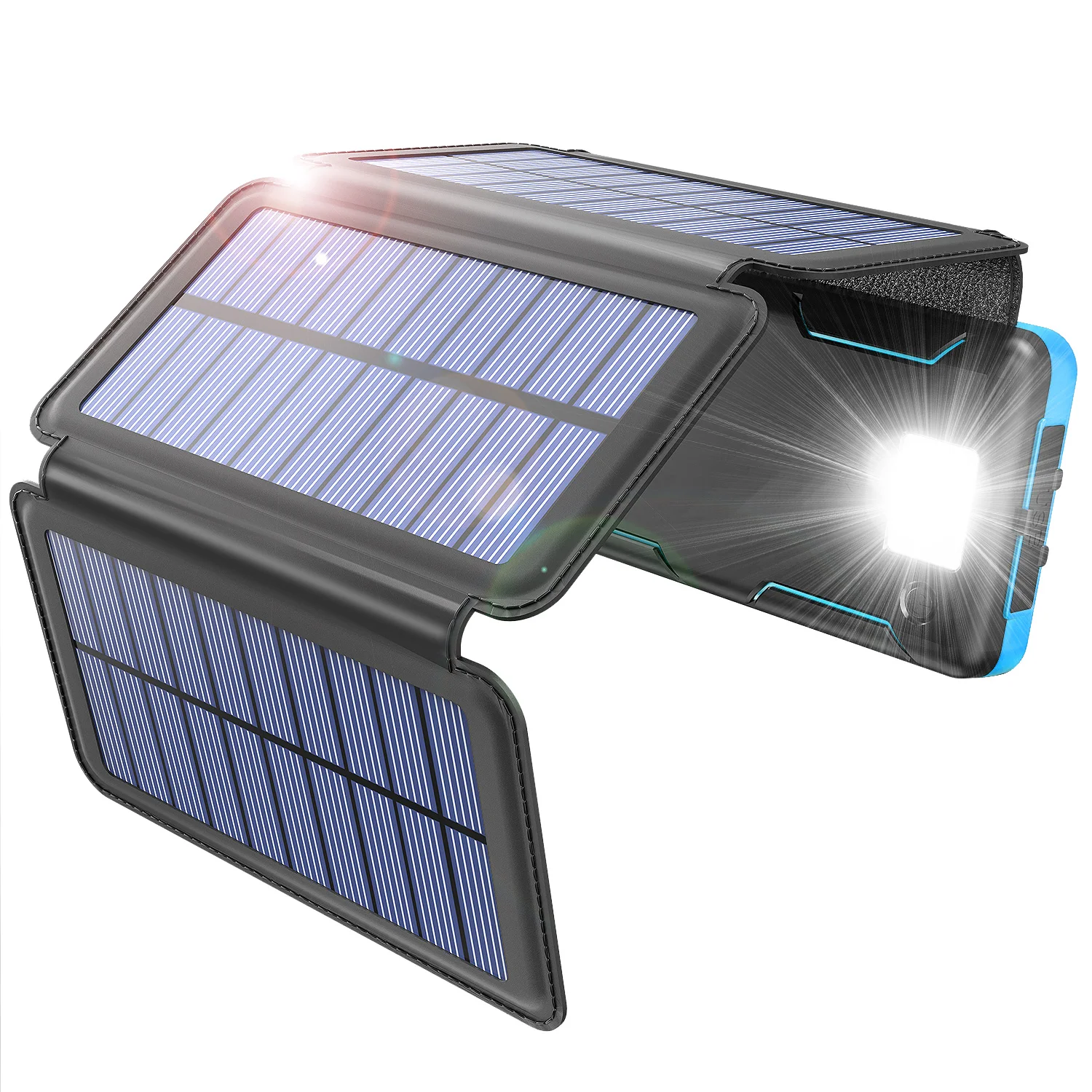 New D4004 Portable 8000mAh Laptop Charger USB With Solar Panel with Flashlight For Travel Solar Power Bank