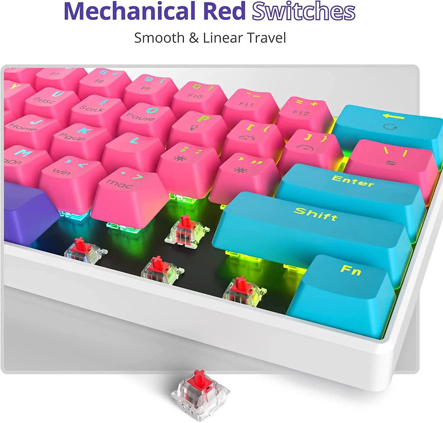 Шт. RGB LED свет изготовленный на заказ переключатель провода Gamming металла 60% игровая механическая