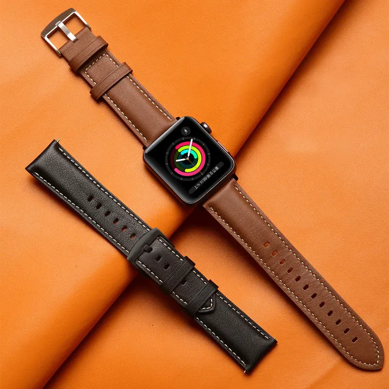 New Design Durable Custom Luxury Handmade Sporty Leather Watch Band Strap For Slim Leather Apple Watch Band