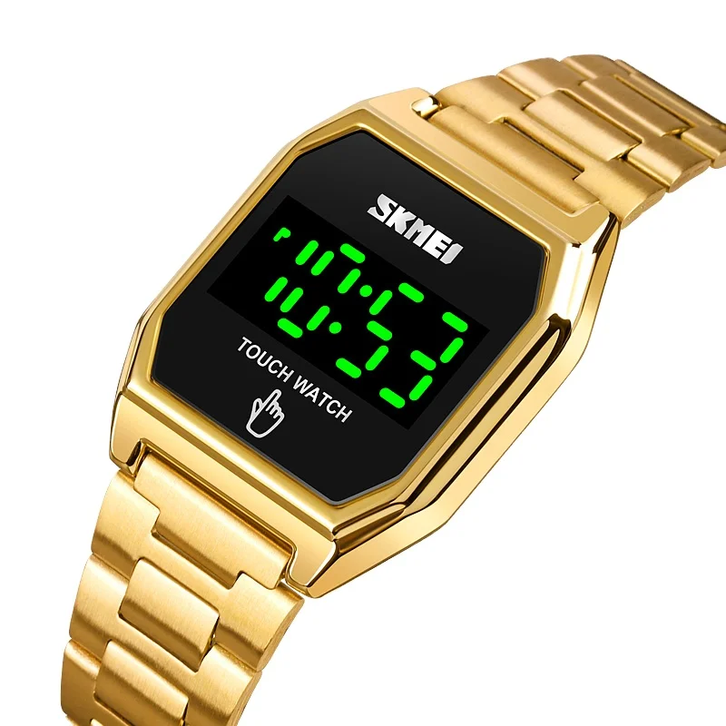 Skmei 1679 Luxury Square Mens Digital Wristwatch Stainless Steel Water Resist Sports skmei touch screen gold watches