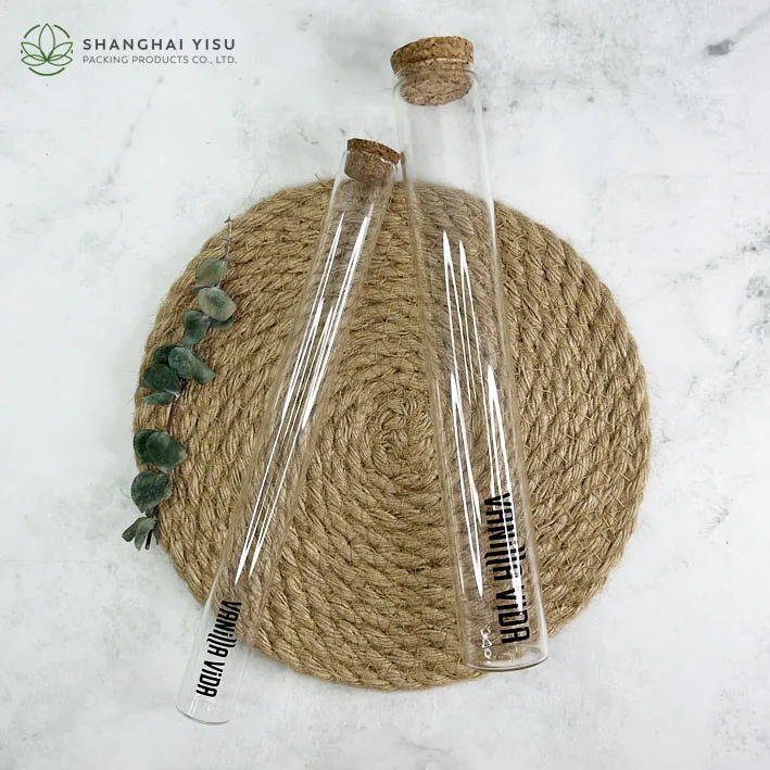 high quality clear custom glass tube container glass tube flat bottom glass test tube with cork