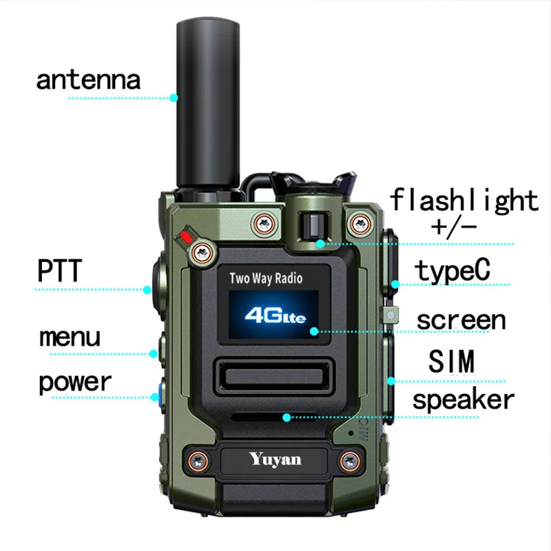 Yuyan G300 rugged two-way radio ptt walkie-talkie sim card two way radio with 5g 4g poc walkie talkie long range 5000km