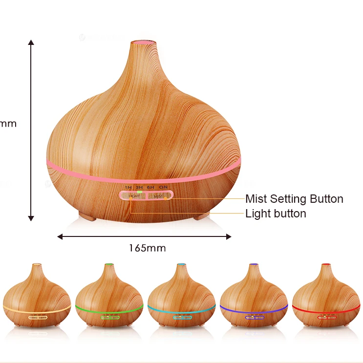 300 мл Арома диффузор для эфирных масел, ультразвуковой увлажнитель воздуха с древесины 7 видов цветов Изменение светодиодные фонари