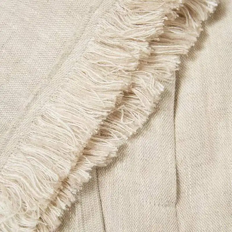 OEM Custom Fashion Frayed Edge Trousers Loose Wide Leg Drawstring Belt Korea Linen Pants for Women