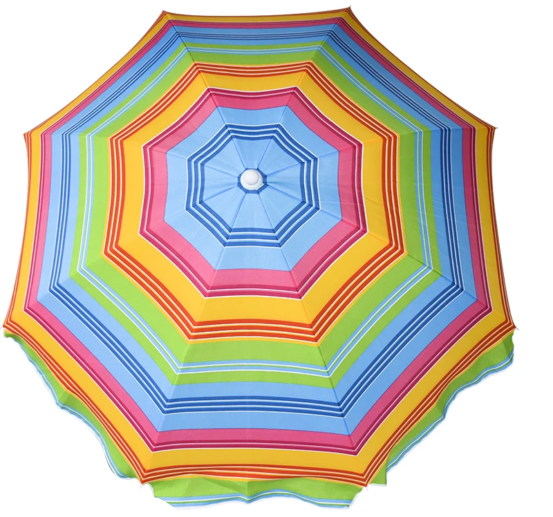 Factory Price Customized Striped Design Printed Double Layer Folding Fishing Outdoor Sun Beach Tent Umbrella