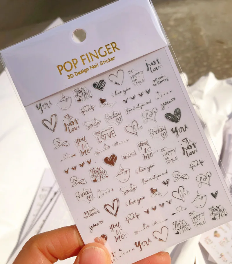 Wholesales love heart shape nail decals word letter nail sticker DIY English word nail art sticker