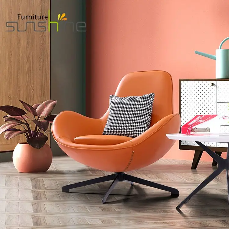 Recliner Chaise Lounge Sofa Chair Office Single Couch Living Room Leisure Inflatable Apartment Balcony Rocking Orange Leather