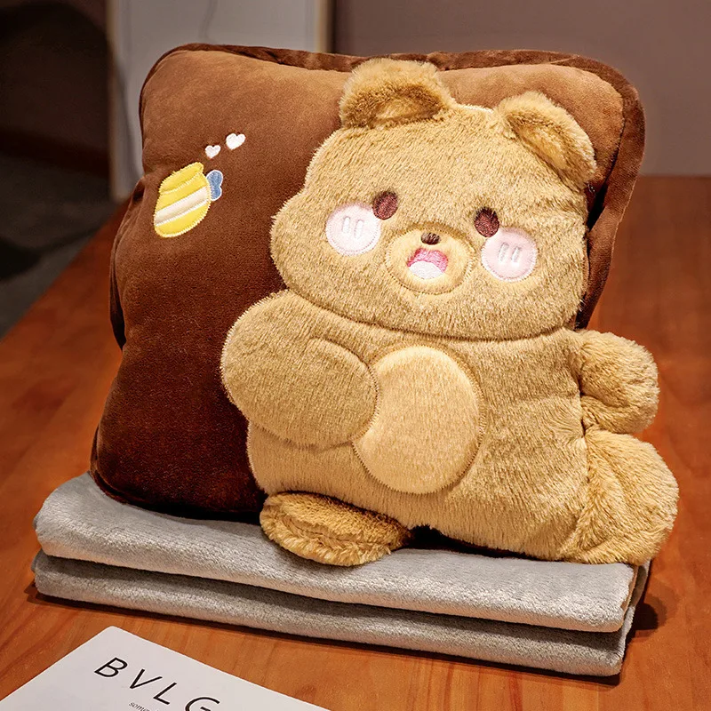 Cartoon Throw Pillow Blanket 3-in-1 Nap Pillow Office air Conditioning Blanket Cushion Hand Warmer Blanket