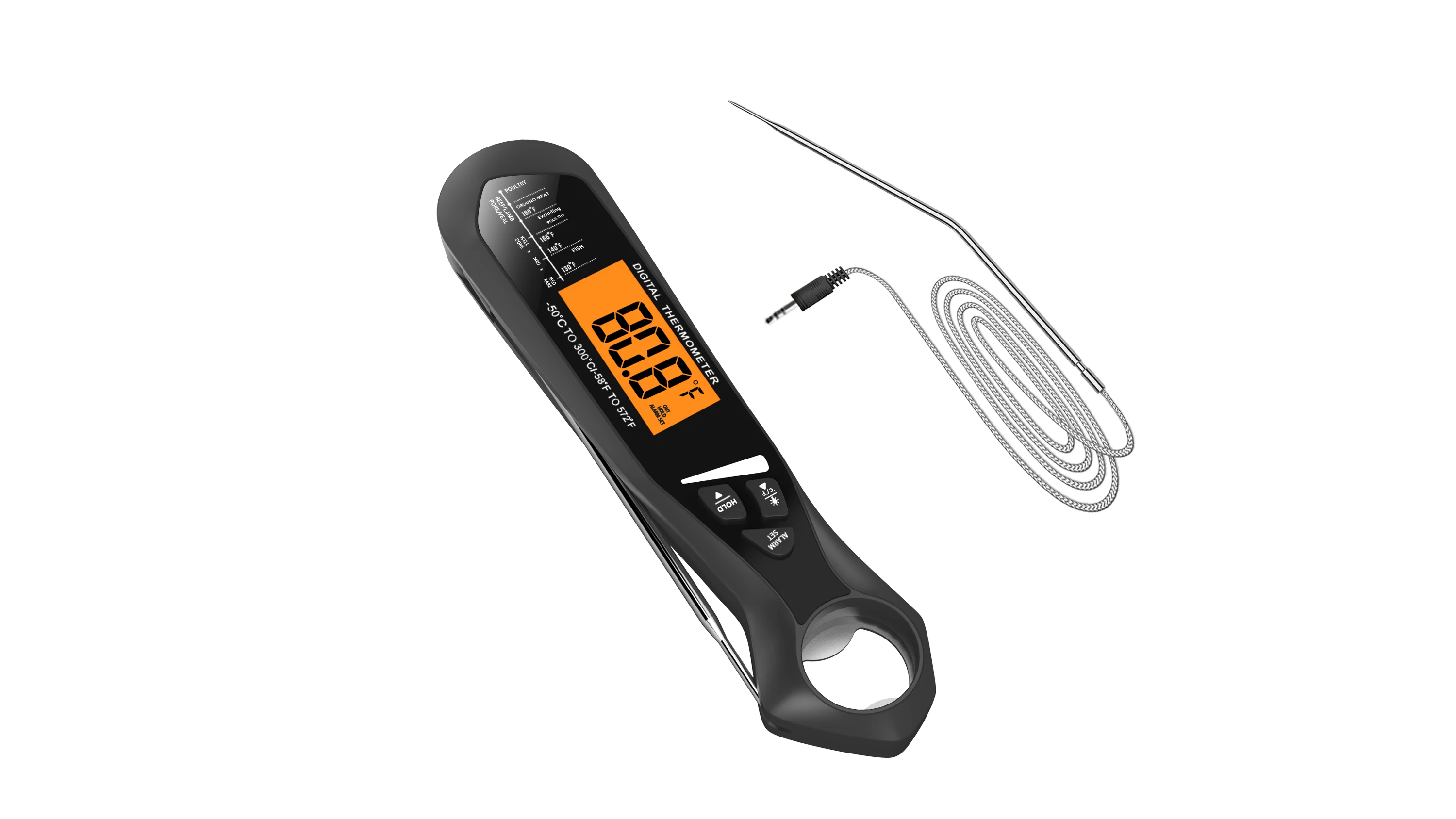 Meat Thermometers Dual Probe Instant Read Food Thermometer with Alarm Backlight Calibration Bottle Opener Digital Thermometer