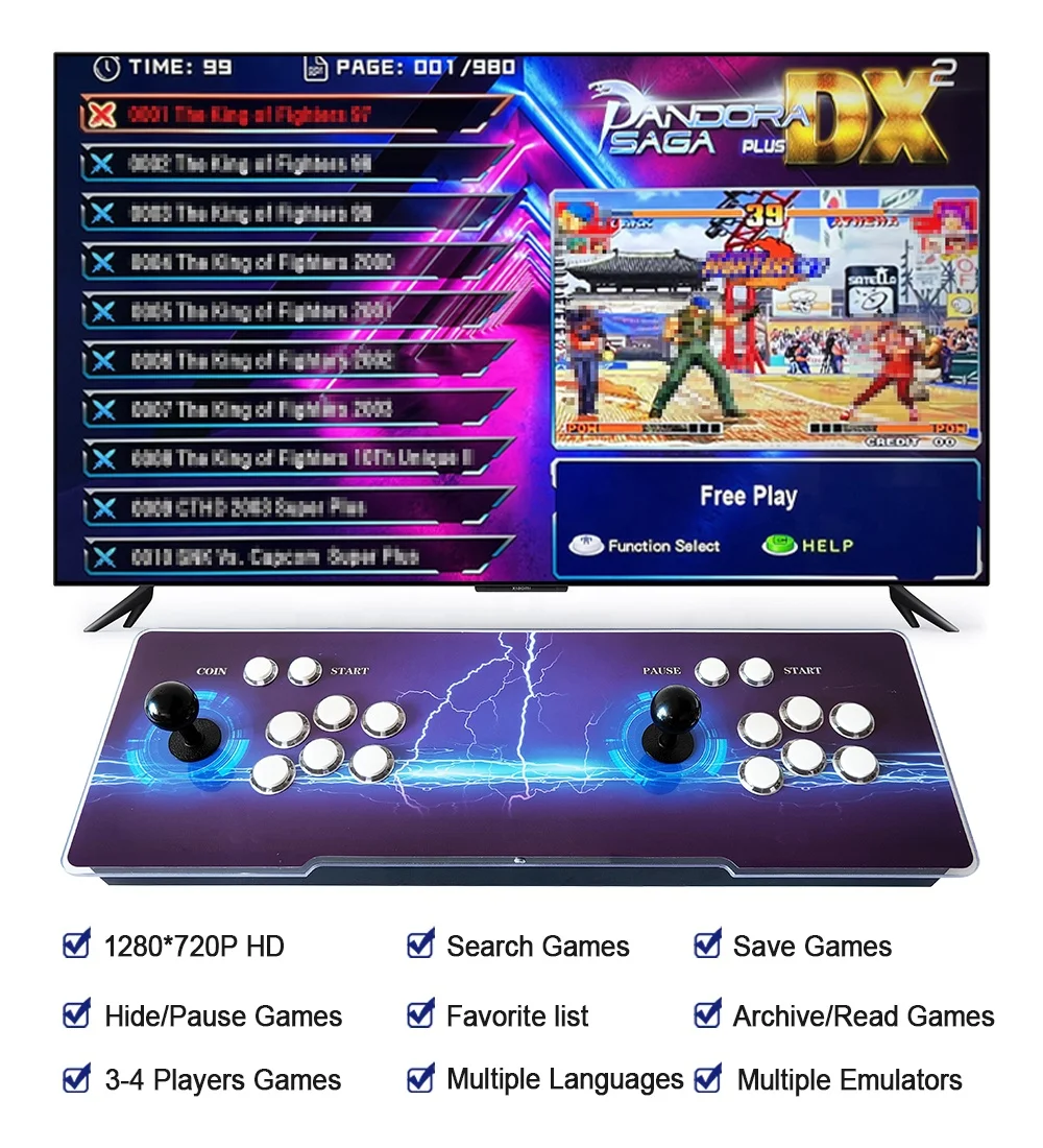 2023 New Pandora Saga DX 9800 in 1 Game Box Family version 1-4 players High-quality Retro Tabletop Arcade Console