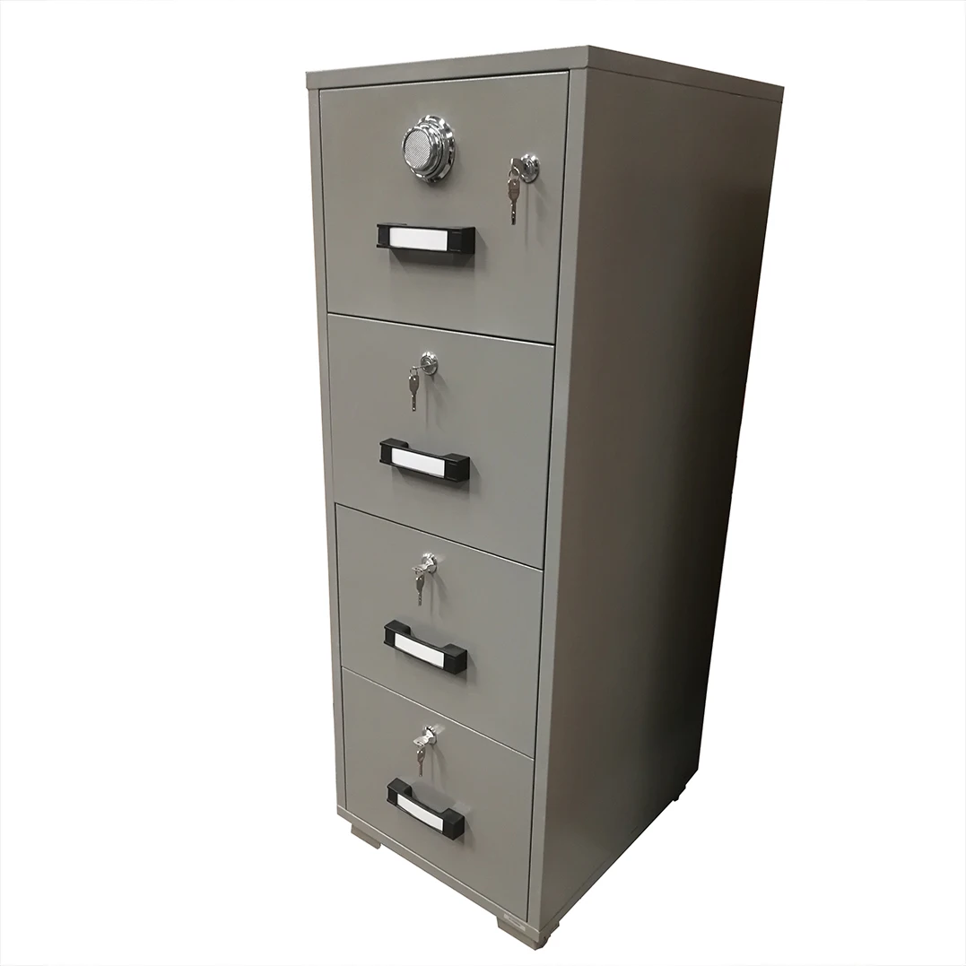 China manufacture  supplied  4 drawers fire resistant filing cabinets with combination lock at top drawer