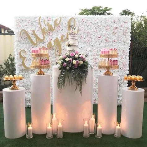 White Iron Round Cylinder Pedestal Stand Art Decor Plinths Pillars DIY Wedding Decoration