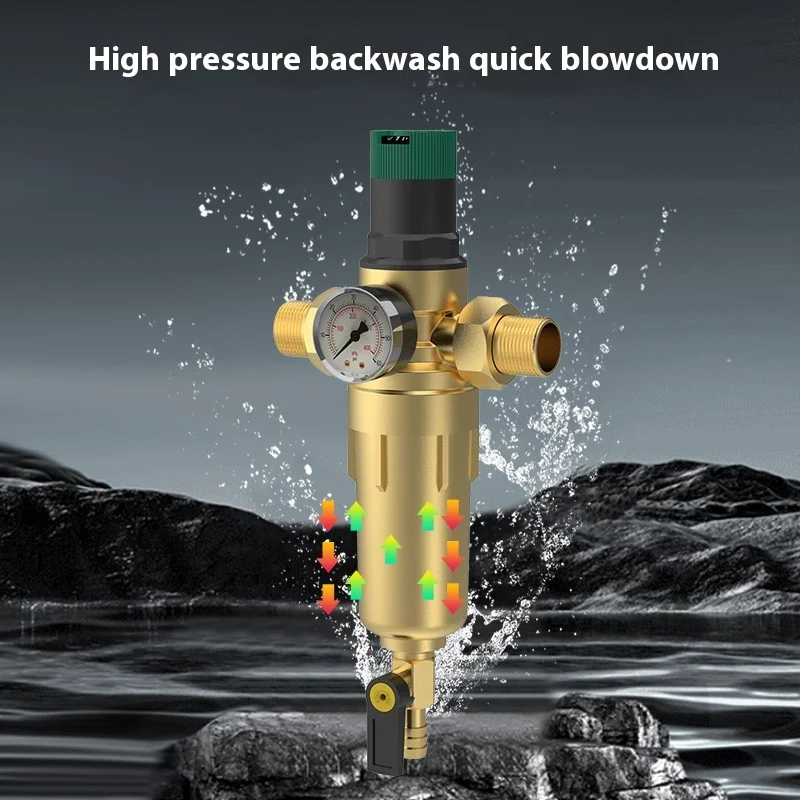 Whole House Back Wash Spin 40 Micron Mesh Brass Filter Water Paired with water purifier Pressure Regulator water purifier